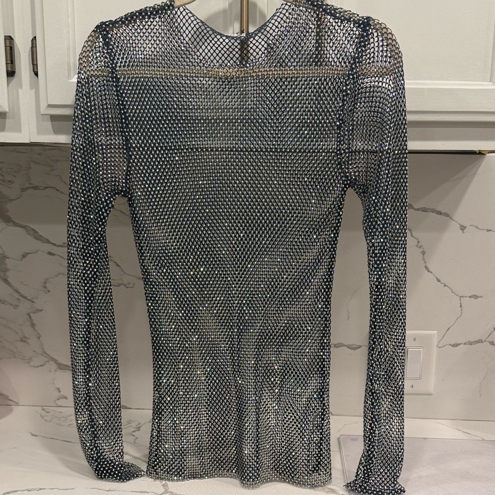 Free people filter finish long sleeve netted sparkle top